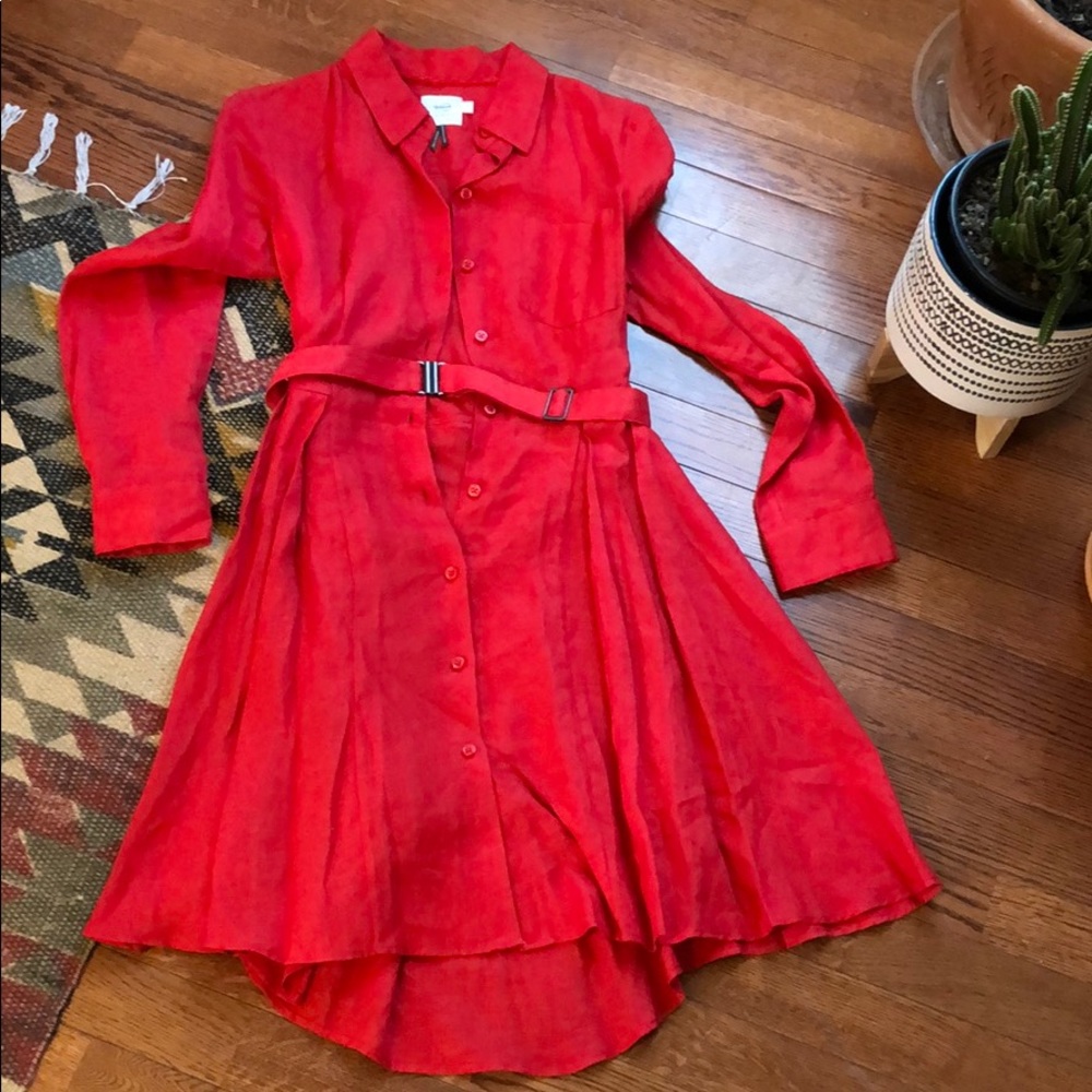 Anthropologie red shirt dress